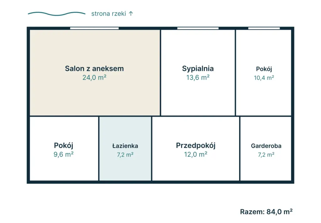 Rzut mieszkania M-06: 4 pokoje, 83,7 m²